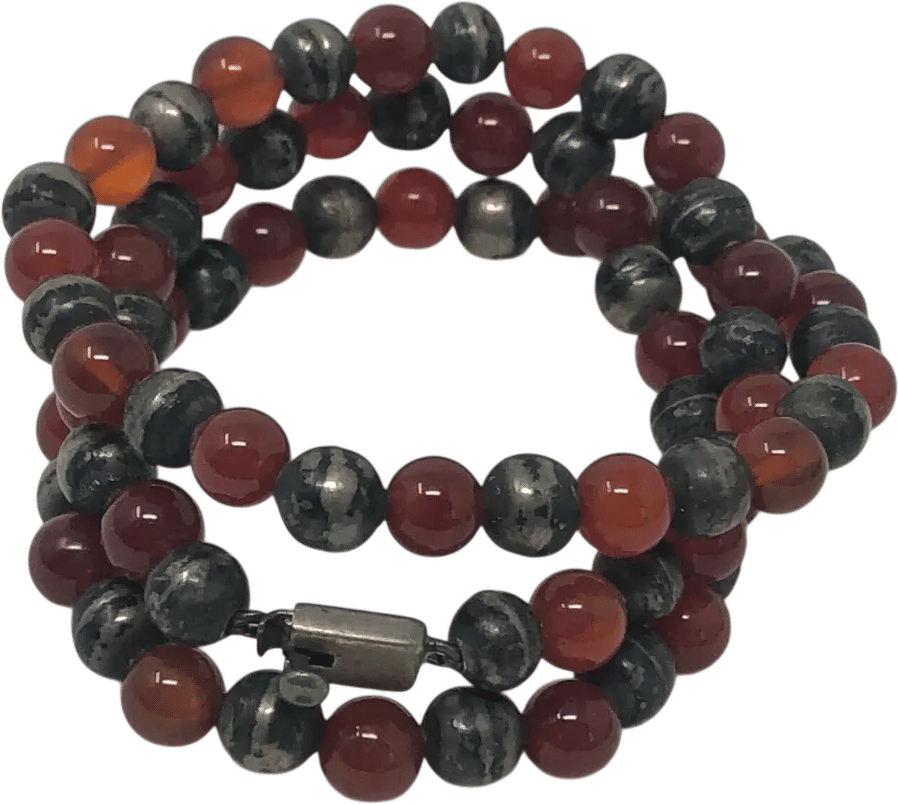 Vintage Sterling Silver Carnelian Bead Necklace