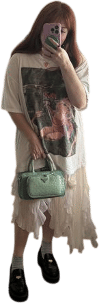 Big vintage tee + lacey sheer skirt