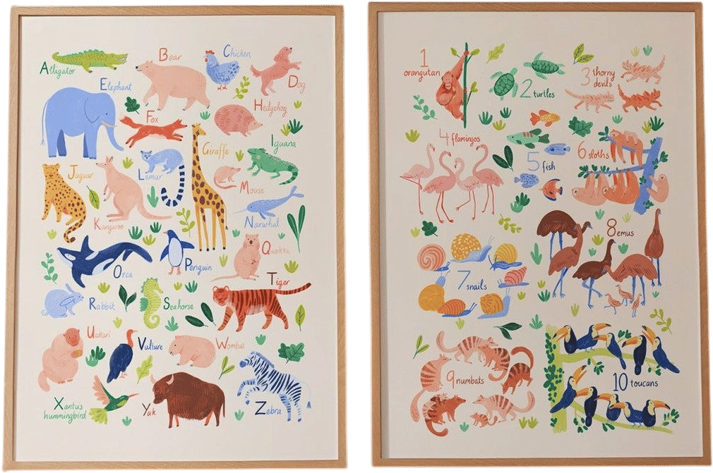 Animal Alphabet & Numbers Nursery Prints