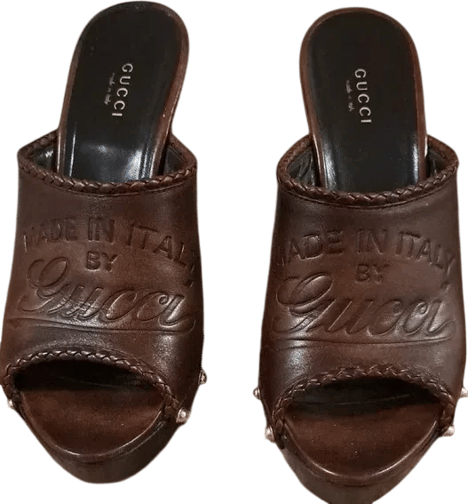 Gucci Women's Brown Leather Slide Sandals