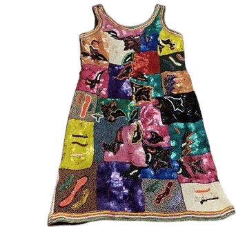 Vintage Frank Usher Silk Beaded Sequin Patchwork Dress