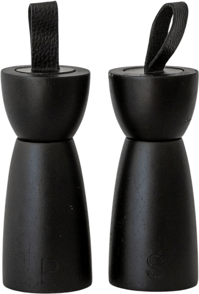 Leather Handled Salt & Pepper Mill Set