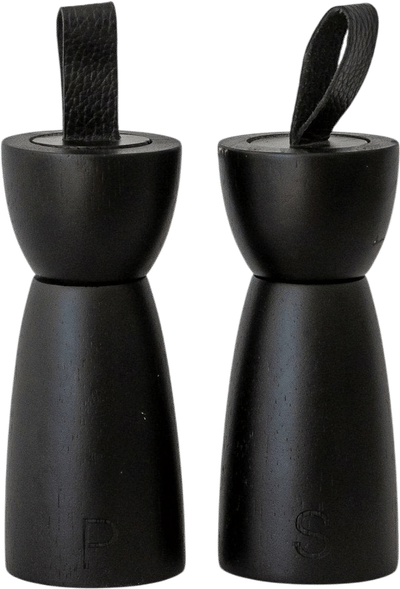 Leather Handled Salt & Pepper Mill Set