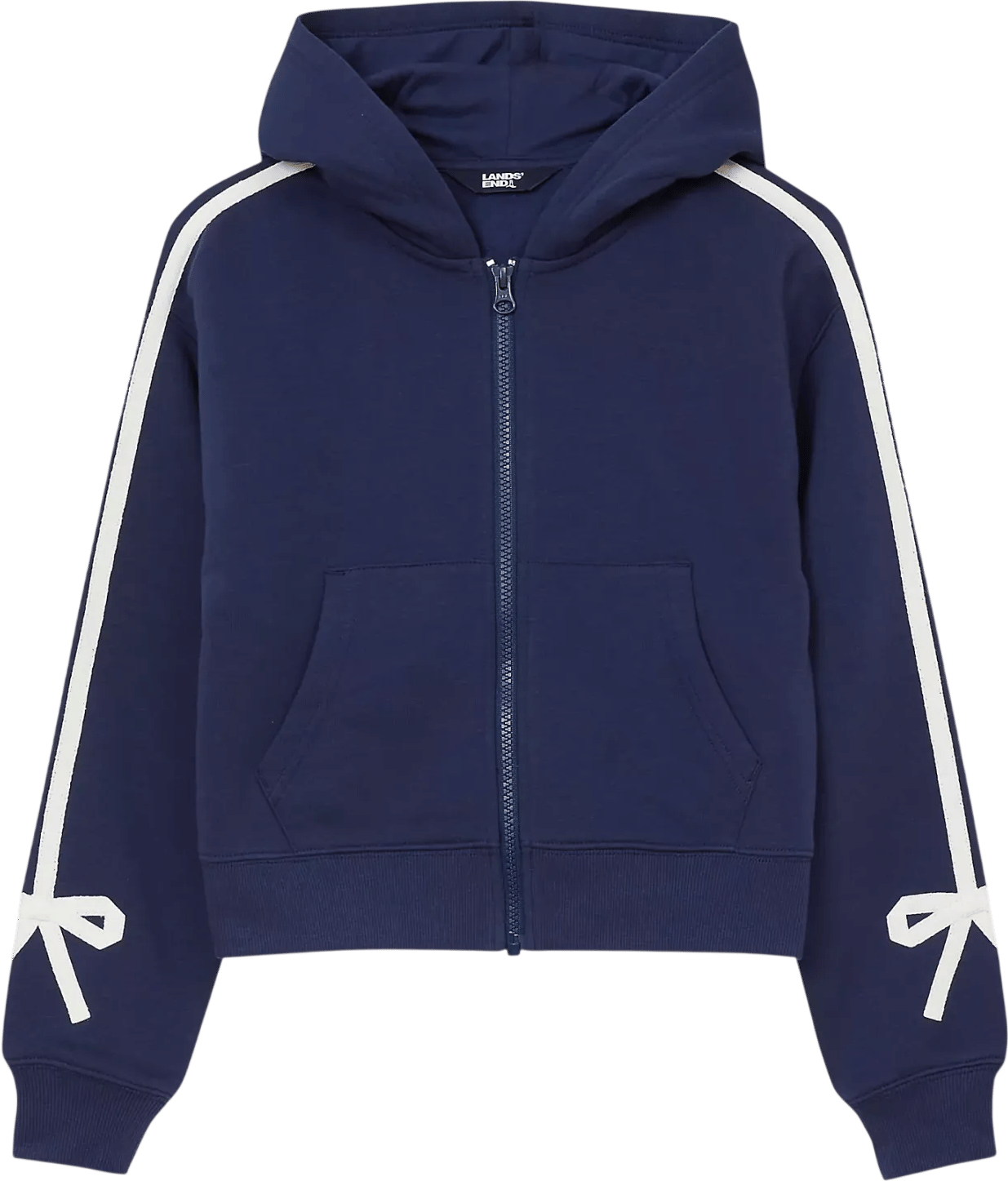 Girls Fleece Hooded Zip Up Bow Sweatshirt