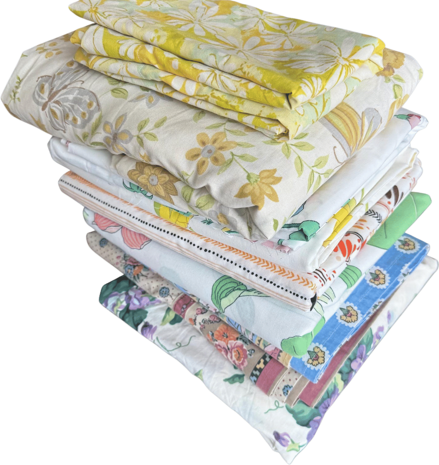 Vintage Sheets in Various Colors and Patterns, Floral, Striped, Flat or Fitted
