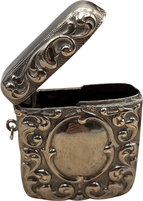 Vintage silver plated vesta match case