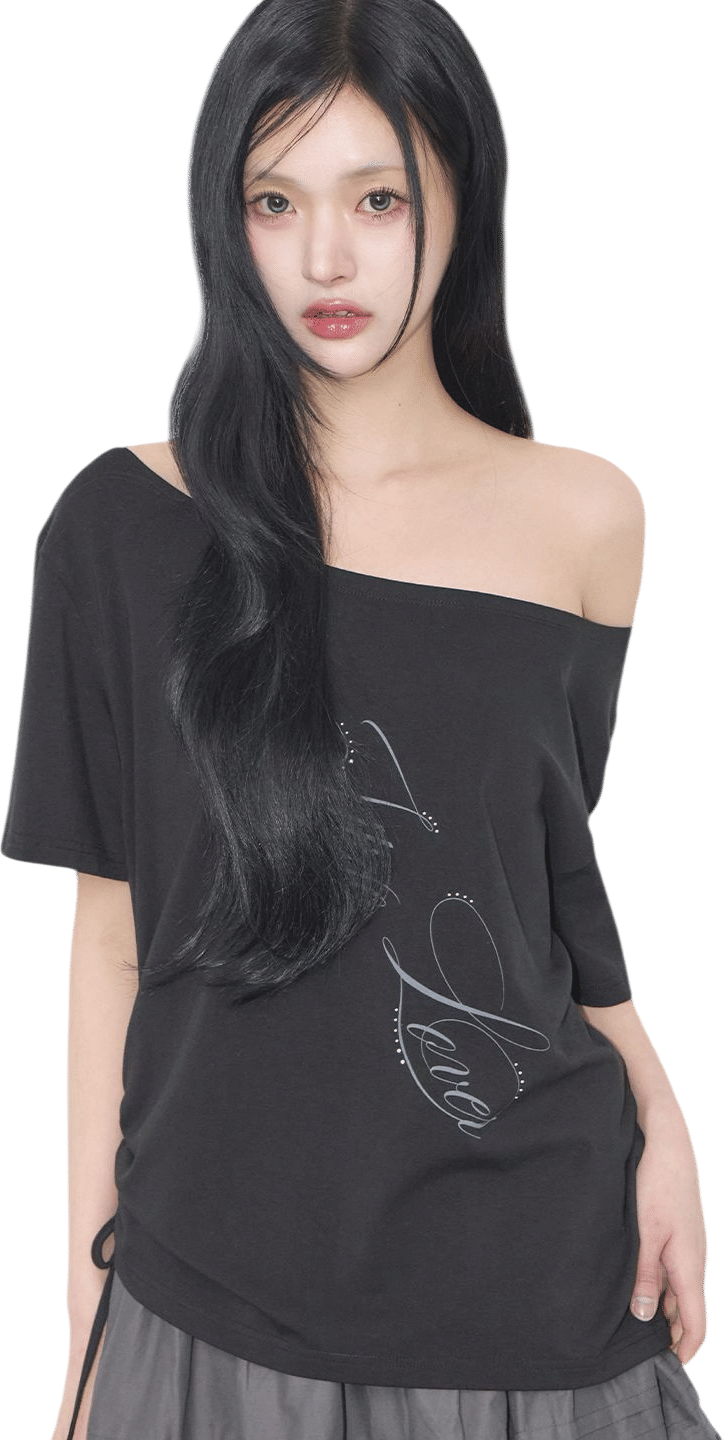 Ribbon String Off-Shoulder T-Shirt
