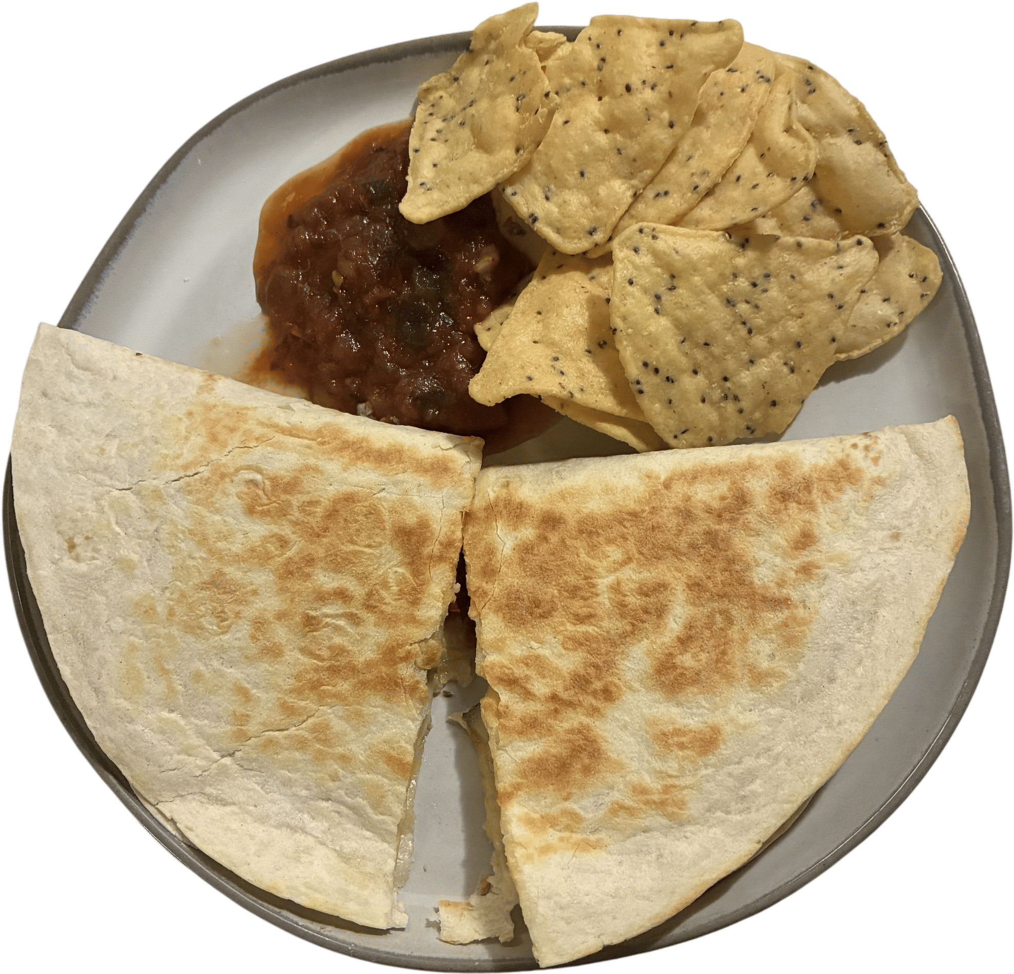 Quesadilla with zucchini and cherry tomatoes