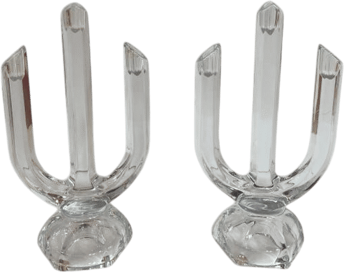 Pair Marc Aurel Nachtmann Crystal Tri Candelabra Glass Candlestick German - Etsy