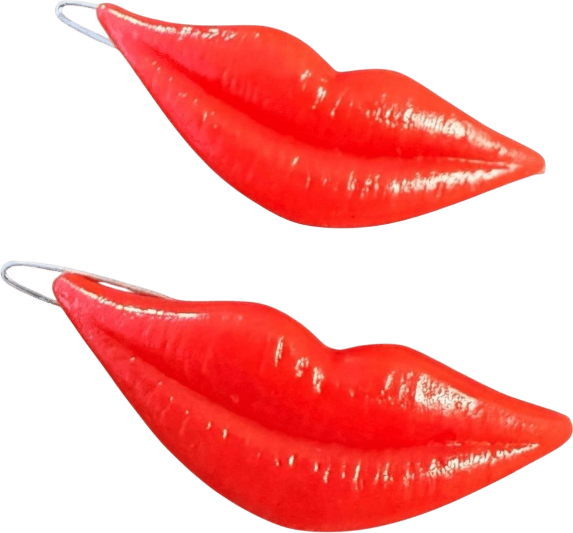 1980s Vintage Red Lip Barrettes