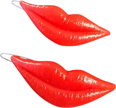 1980s Vintage Red Lip Barrettes