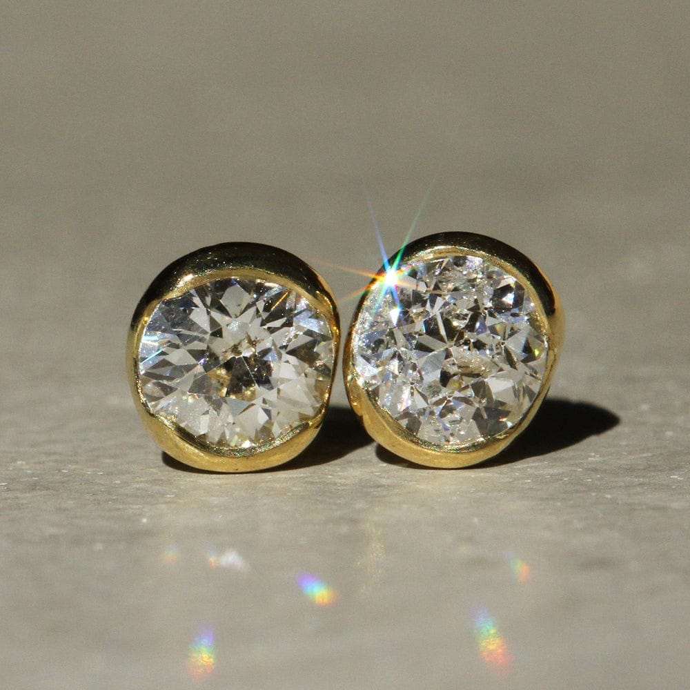 Poppy Bezel Old Euro Diamond Studs | Sophie Hughes