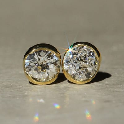 Poppy Bezel Old Euro Diamond Studs