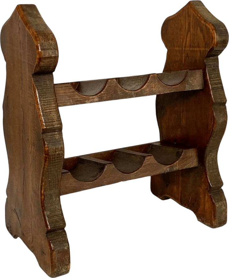 1960s Brutalist Oak Wine Rack