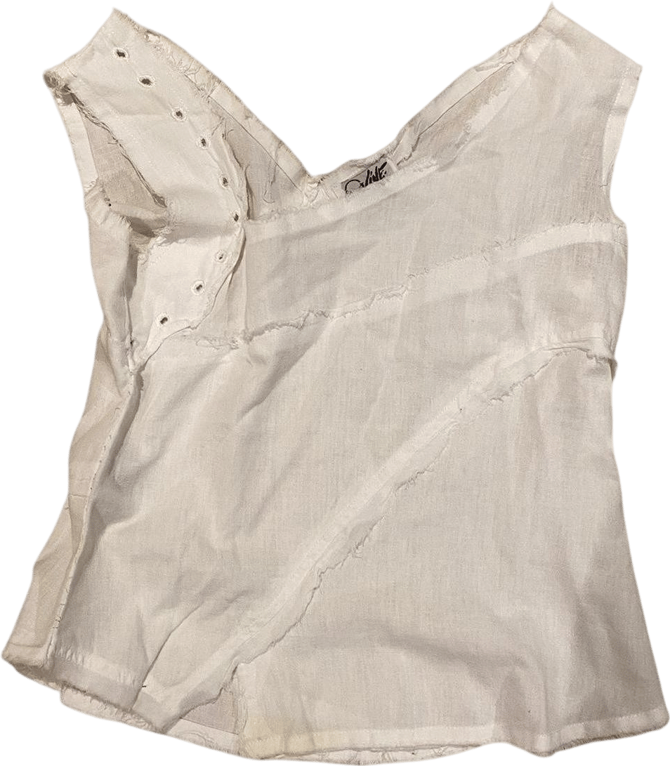 Coline Asymmetrical White Linen Top