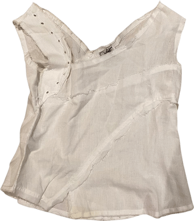 Coline Asymmetrical White Linen Top