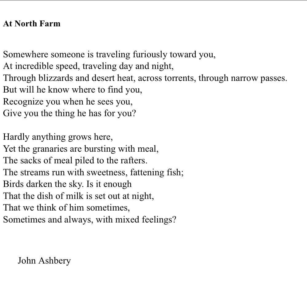 At North Farm (John Ashbery)