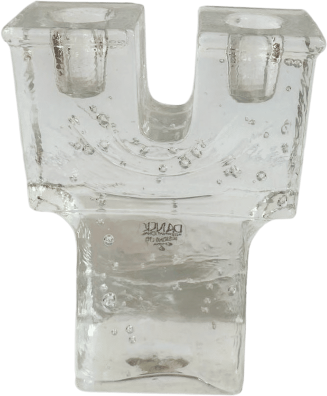 Dansk Art Glass Double Taper Candle Holder