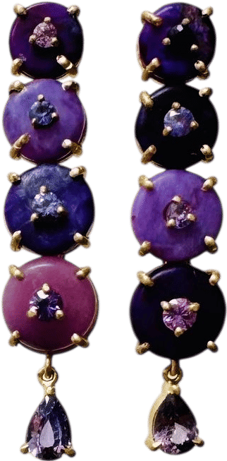 Sugilite, Sapphire and Spinel Earrings