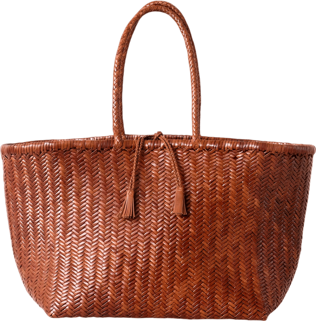 HYER GOODS The Mercato Woven Leather Tote Bag