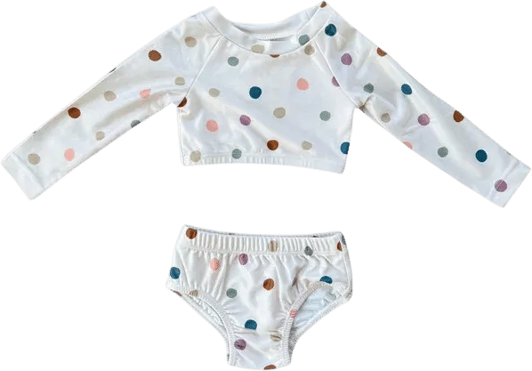 Girl's Two-Piece Crop Swimsuit Spring Polka Dots - Babysprouts Swim | Maisonette