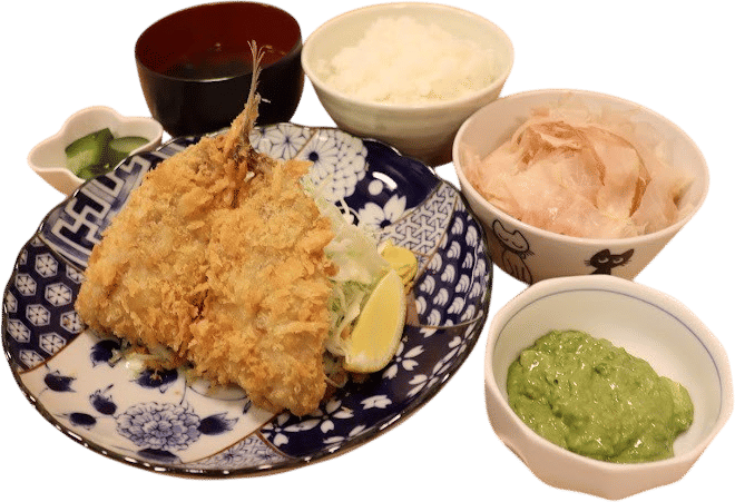 Gokunama Aji Fry 極生アジフライと踊りぶし あした葉
