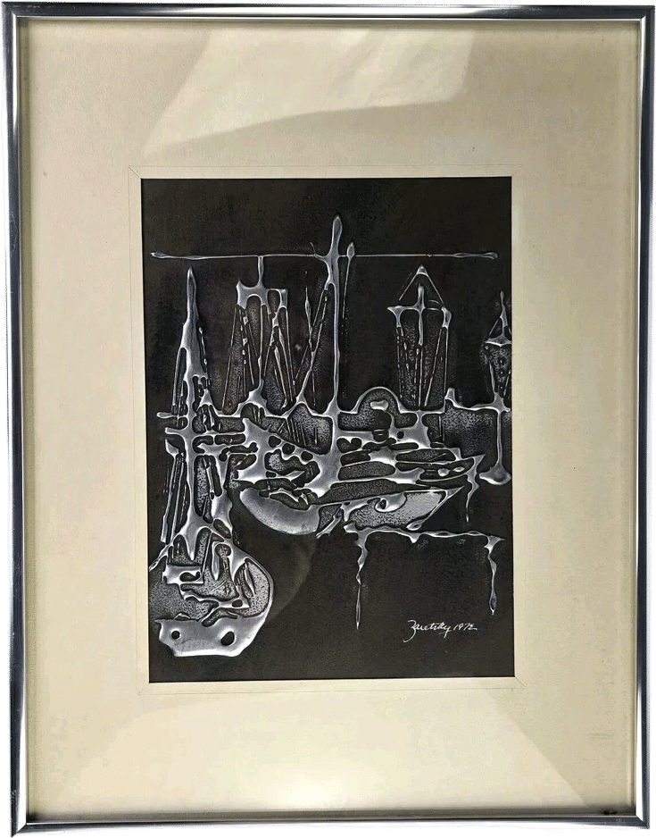 Joel Zaretsky Signed Mixed Media Art (1972)