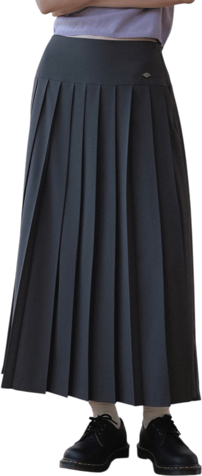 Mid Waist Pleats Long Skirt