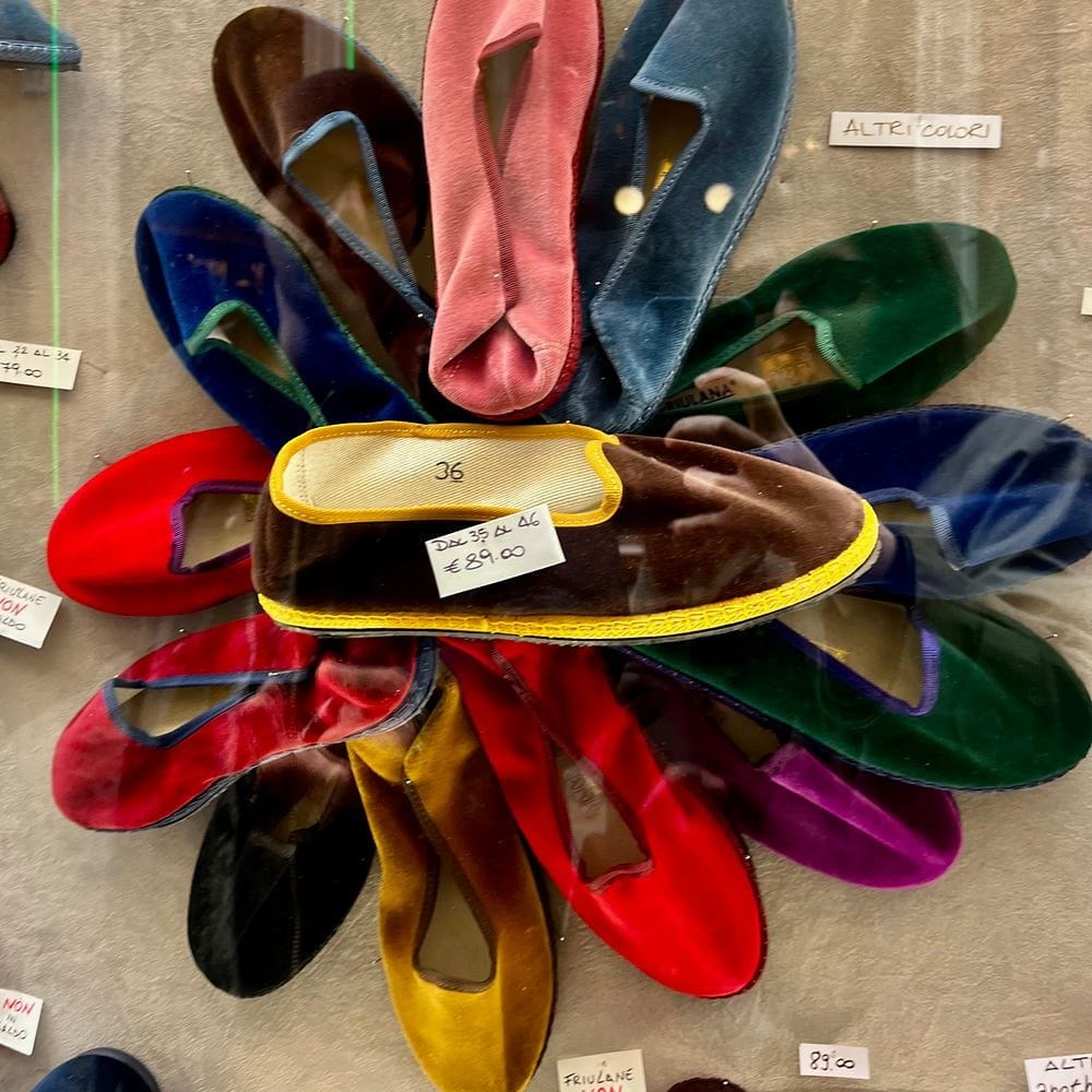 Pick up some Venetian Furlane slippers. They come in so many difference colours and make great house slippers.