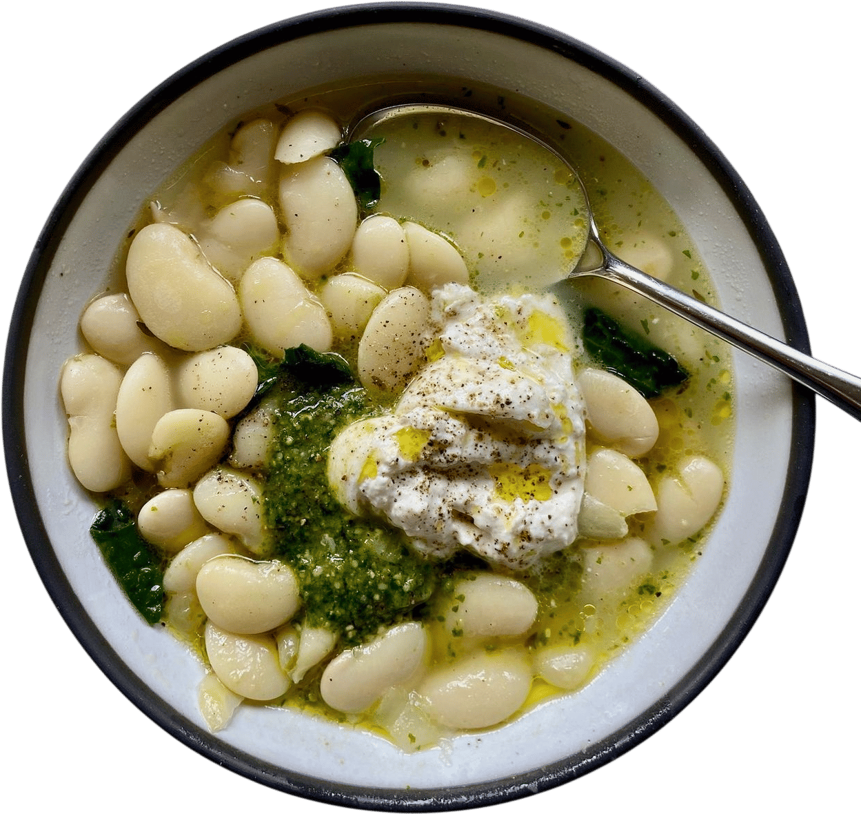 Braised Beans with Burrata (Dinner: A Love Story)