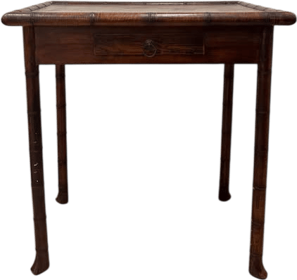 Vintage Bamboo-Style Solid Wood Accent Table