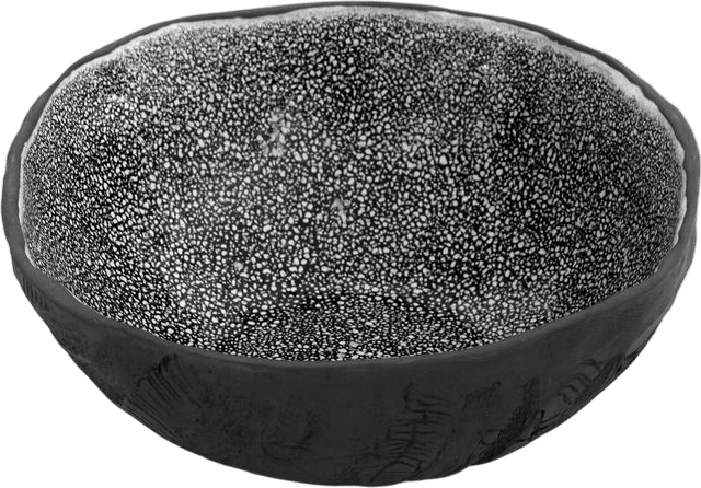 speckled glaze on black clay, x-large