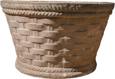 Vintage British Cast Stone Basketweave Planter