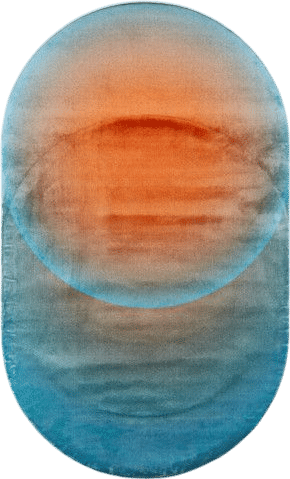 Blue & Red Oval Optical Rug