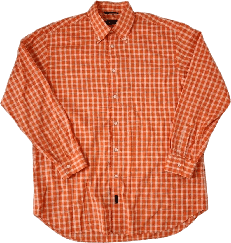 Ermenegildo Zegna Sport Orange Plaid Button Down Shirt XL
