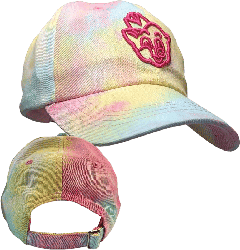 Tie Dye Pig Cap with Pink & Aqua