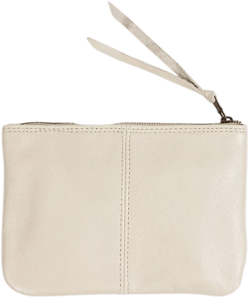 Elodie Leather Makeup Bag in Porcelain