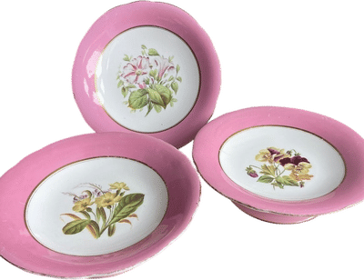 Antique English Botanical Cake Stands
