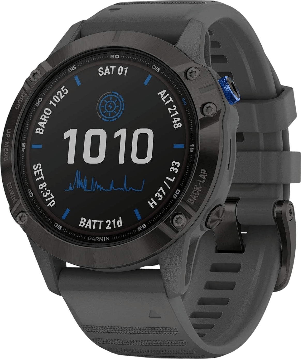 Garmin Fenix 6 Pro Solar (GPS,1.4 inches) Solar-Powered Multisport, Advanced Training Features and Data, Black with Slate Gray Band (Renewed)