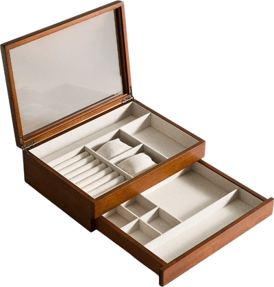 Wooden Jewelry Box with Glass Lid