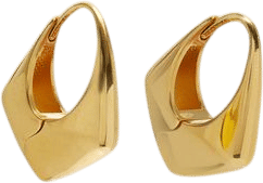 Large Pyramid 18k Yellow Gold Hoop Earrings