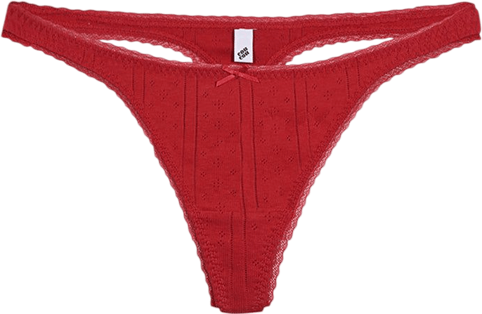 Red undies under white pants 
