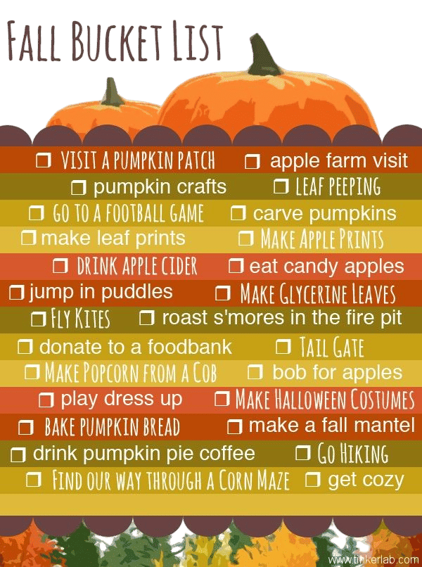 making seasonal "bucket lists"