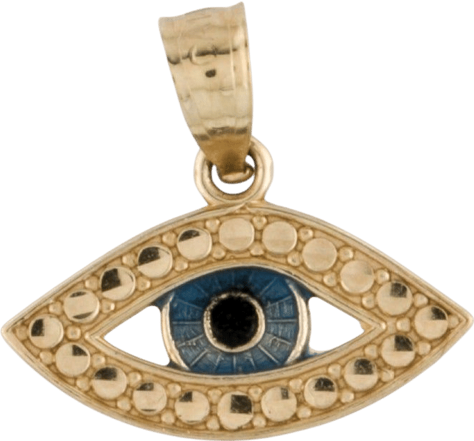 14K Yellow Gold Eye Pendant