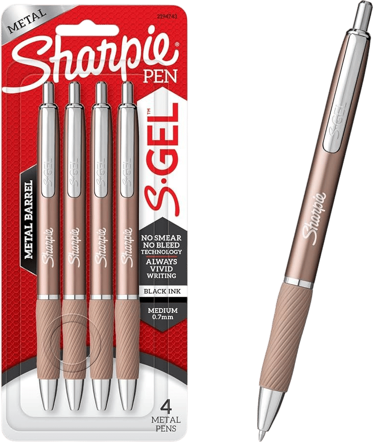 Sharpie S-Gel Pens, Medium Point (0.7mm), Champagne, Black Ink, 4 Count