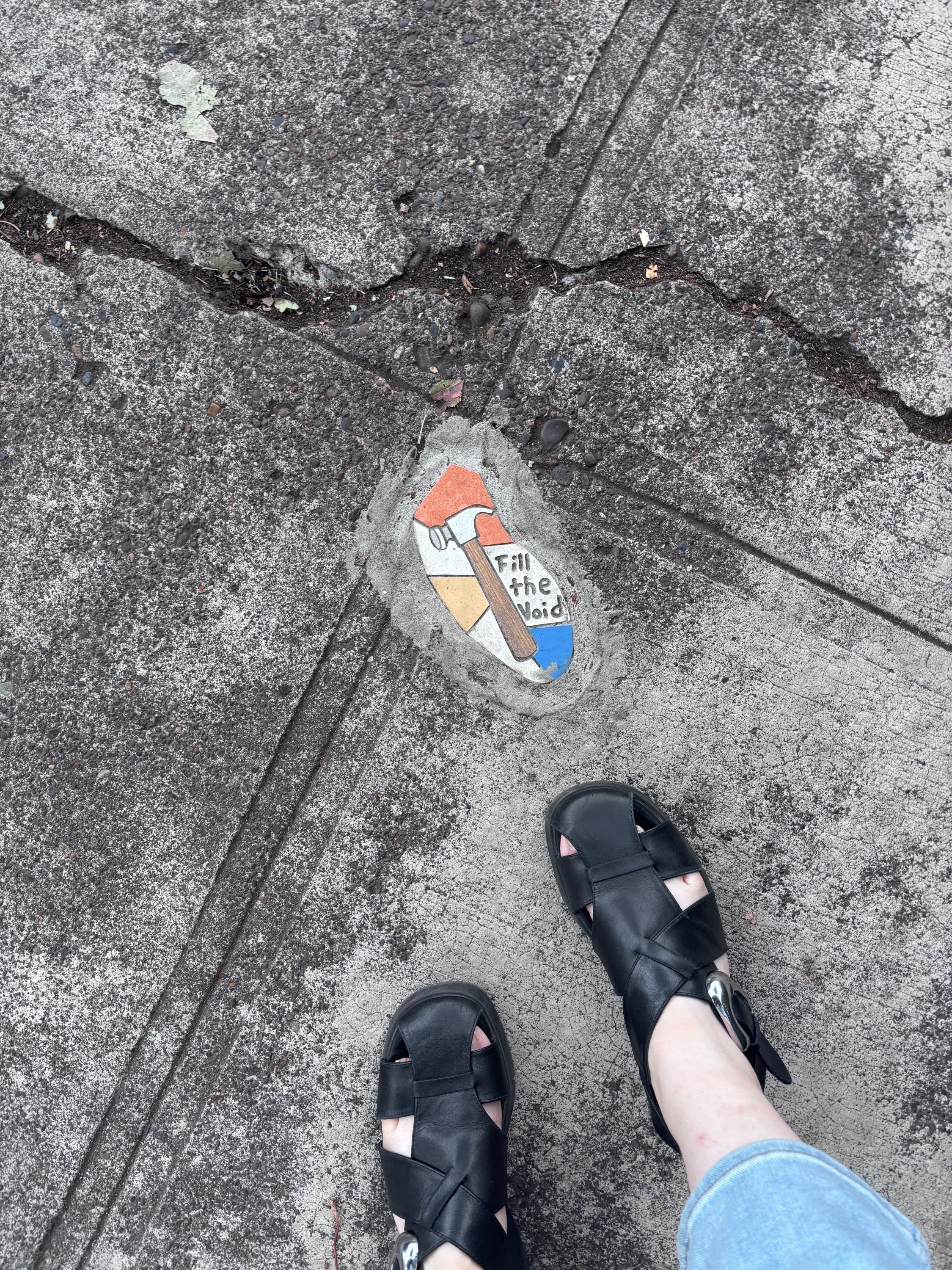 Finding a "Fill the Void" Sidewalk Mosaic on my Evening Walk