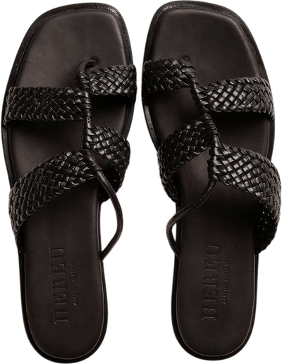 Lina Woven Strappy Toe-Post Sandal