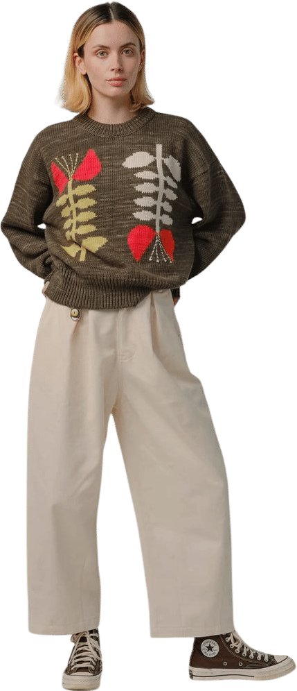 Degen Poppy Embroidered Flora Sweater