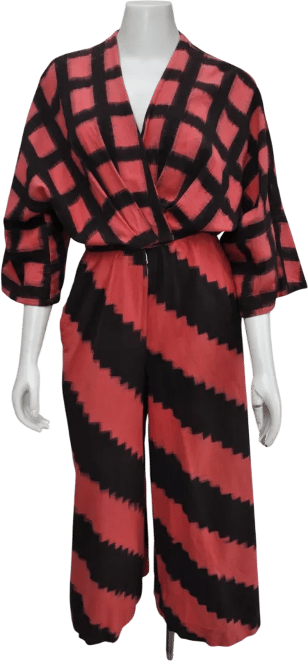 1970s Hanae Mori Cotton Wide Leg Jumpsuit