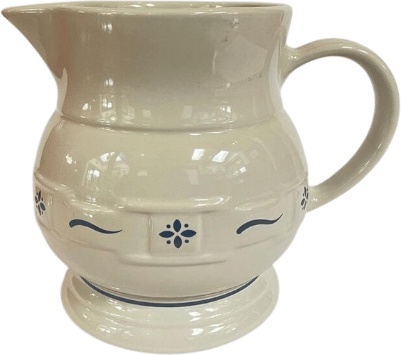 Longaberger Pottery Ivory Large Pitcher Blue Floral Stoneware Heavy - Etsy